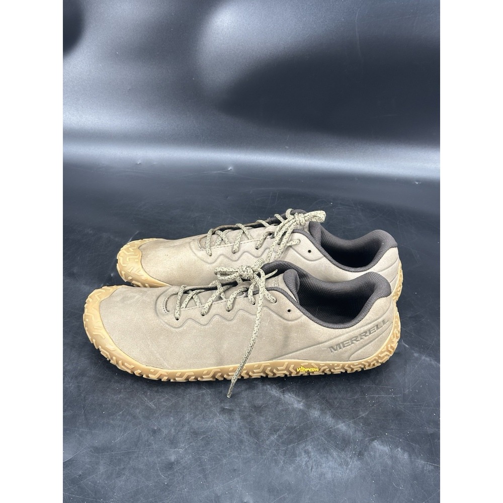 Merrell Vapor Glove 6 LTR‎ Trail Leather Barefoot Olive Green w Gum M's Sz 14